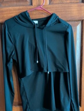 Black Maternity Hooded Shirt